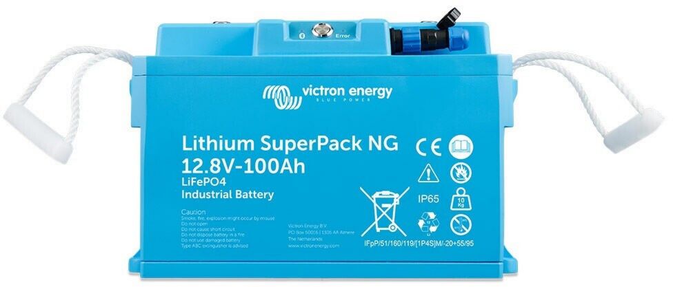 Batterie solaire Victron Lithium SuperPack NG 12,8V 100Ah Auto-chauffante, Sans effet de mémoire largeur 27,3 cm Bluetooth hauteur 17,3 cm Bleu