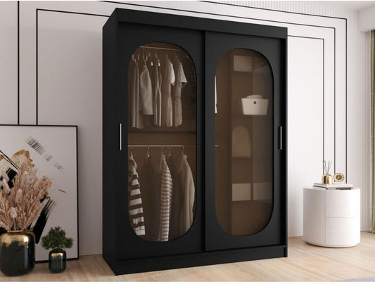 Mirjan24 Bahrajn 150 Noir 150x200x62cm Armoire à porte coulissante portes coulissantes Contemporain