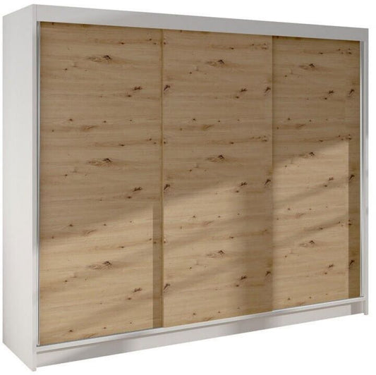 Mirjan24 Derby II 200x215x58cm Armoire à porte coulissante portes coulissantes Chêne Couleur bois, Marron, Blanc Contemporain