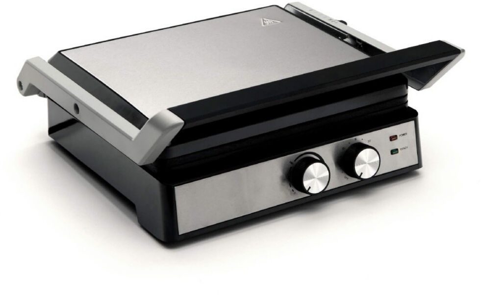 Telefunken Grill Contact M08359 2000W ouverture 180° (M08359) Gril de contact Ouverture à 180° Grille pour Poissons Acier inoxydable