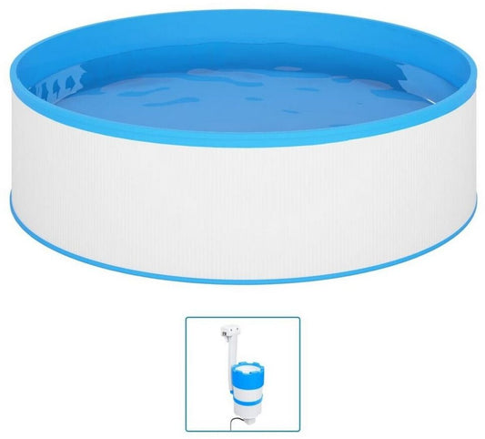 vidaXL Piscine avec écumoire suspendue et pompe 350x90cm, blanc (3070798) Piscines Ronde