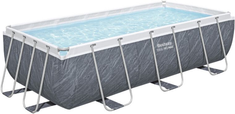 Piscine tubulaire Bestway rectangulaire Steel Pro Max 404 x 201 x 100 cm avec filtre à cartouche, échelle et cartouche 6 478 L Supports en métal