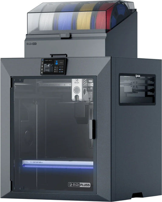 Imprimante 3D largeur 500 mm Qidi Tech Plus5 Combo Plateau chauffant, Caméra intégrée Wi-Fi Écran tactile Gris hauteur 558 mm profondeur 488 mm