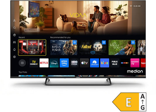 Téléviseur Medion LIFE MD850602 50 pouces 250 cd/m² 3.840 x 2.160 pixels 16:9 125,7 cm MEMC, High Dynamic Range, 4K Ultra HD Bluetooth Wi-Fi EPG