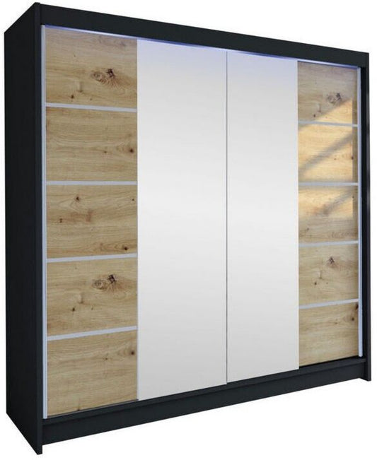 Armoire à porte coulissante portes coulissantes Mirjan24 Talin V 180x215x58cm (800000568086) avec miroir Éclairage, Avec miroir Éclairé Chêne Marron