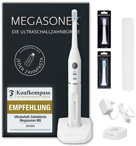 Brosse à dents ultrasons À batterie Megasonex M8 Blanc