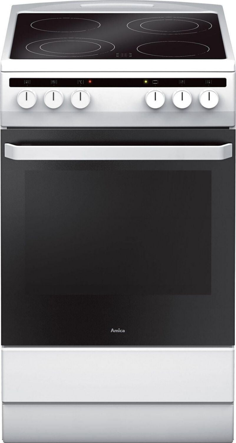Cuisinière électrique Amica 58CE2.315HQ(Xx) 65 L Chaleur sole+voûte 4 foyers Grande largeur 50 cm Éclairage intérieur Boutons rotatifs Gris