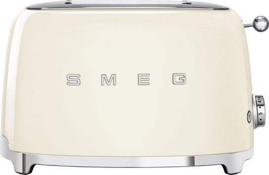 Smeg TSF01 TSF01CREU Grille-pain 2 fentes largeur 19,5 cm Centrage automatique des tranches, Fonction croustillant Pièces amovibles Crème