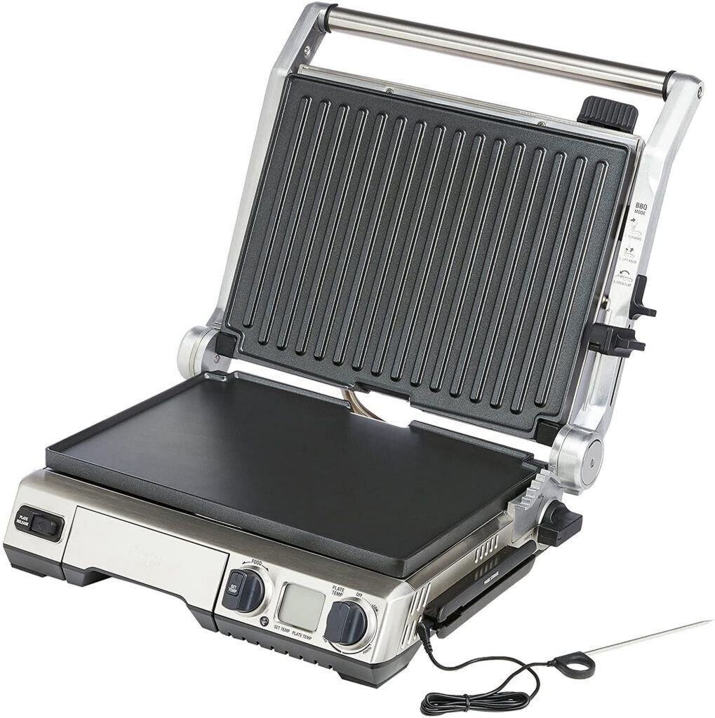 Gril de contact Sage Smart Grill Pro (SGR840BSS4EEU1) De 2 à 3 personnes Thermostat pour Balcon, Table Acier inoxydable Rectangulaire