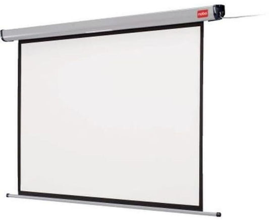 Écran de projection motorisé nobo Écran de projection mural électrique 1901972 106 pouces 4:3 Avec télécommande, Bordure noire Avant Argent