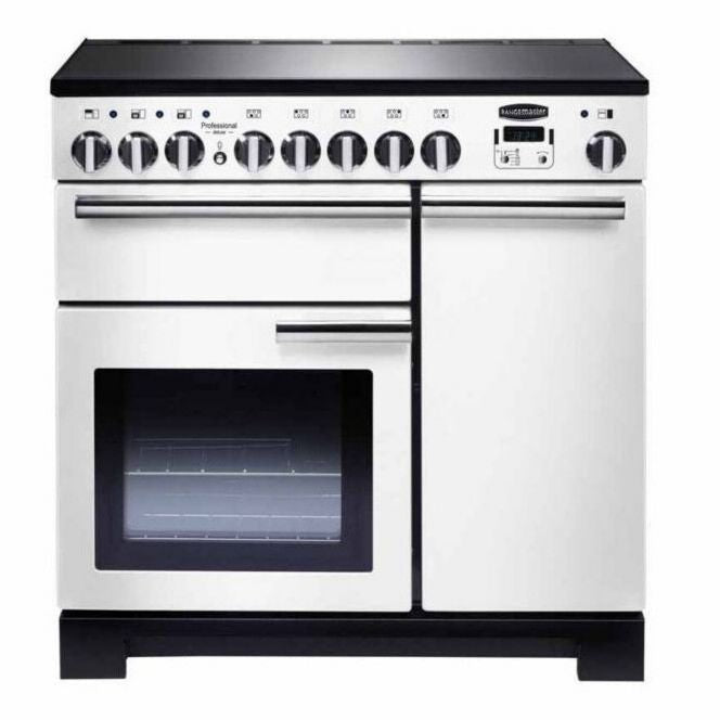 Falcon Professional Deluxe 90, Induction 90 Blanc PDL90EIWH Cuisinière 5 foyers 80 L Multifonction, Gril, Chaleur sole+voûte, Chaleur tournante Grande