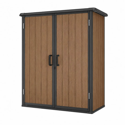 Armoire extérieure en bois composite et acier marron 120x60x180cm