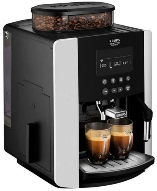 Krups Arabica EA8178 Machine à café expresso 1,8 L largeur 36,5 cm 15 bars 1 450 W Repose-tasses, Pannarello 2 pour Café en grain Bouton-poussoir