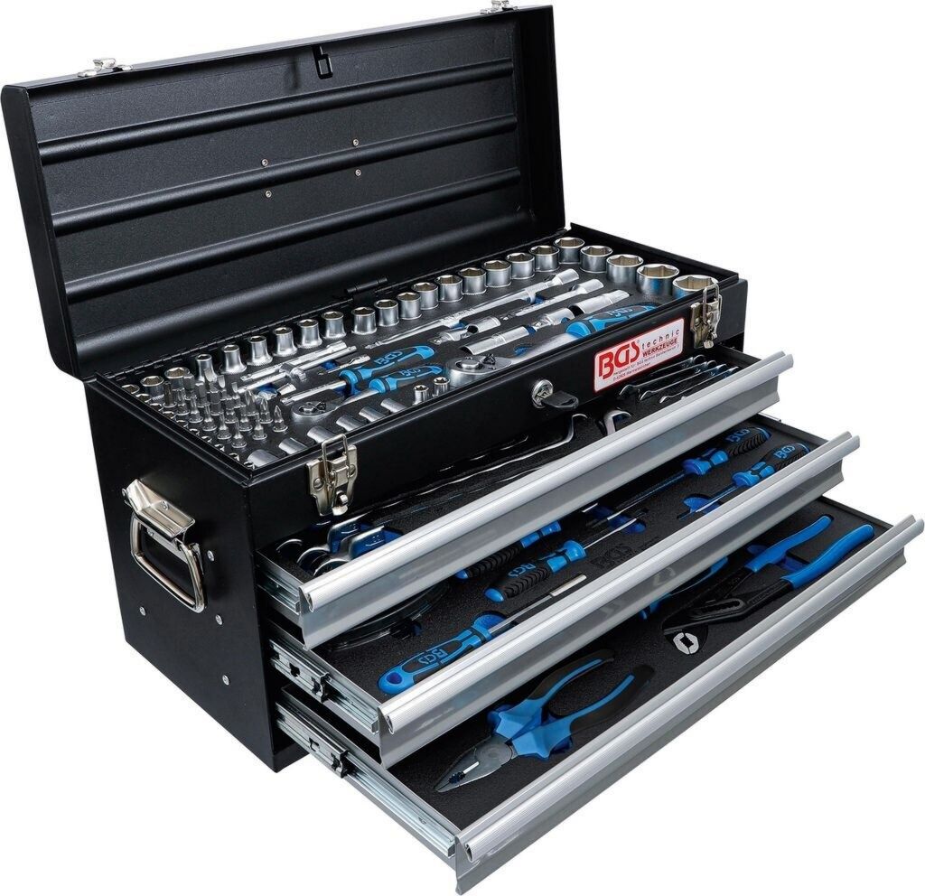 Caisse à outils BGS 3 tiroirs - 143 pcs (3318) 29 x 53,5 x 24 cm largeur 535 mm longueur 240 mm Verrouillable hauteur 290 mm