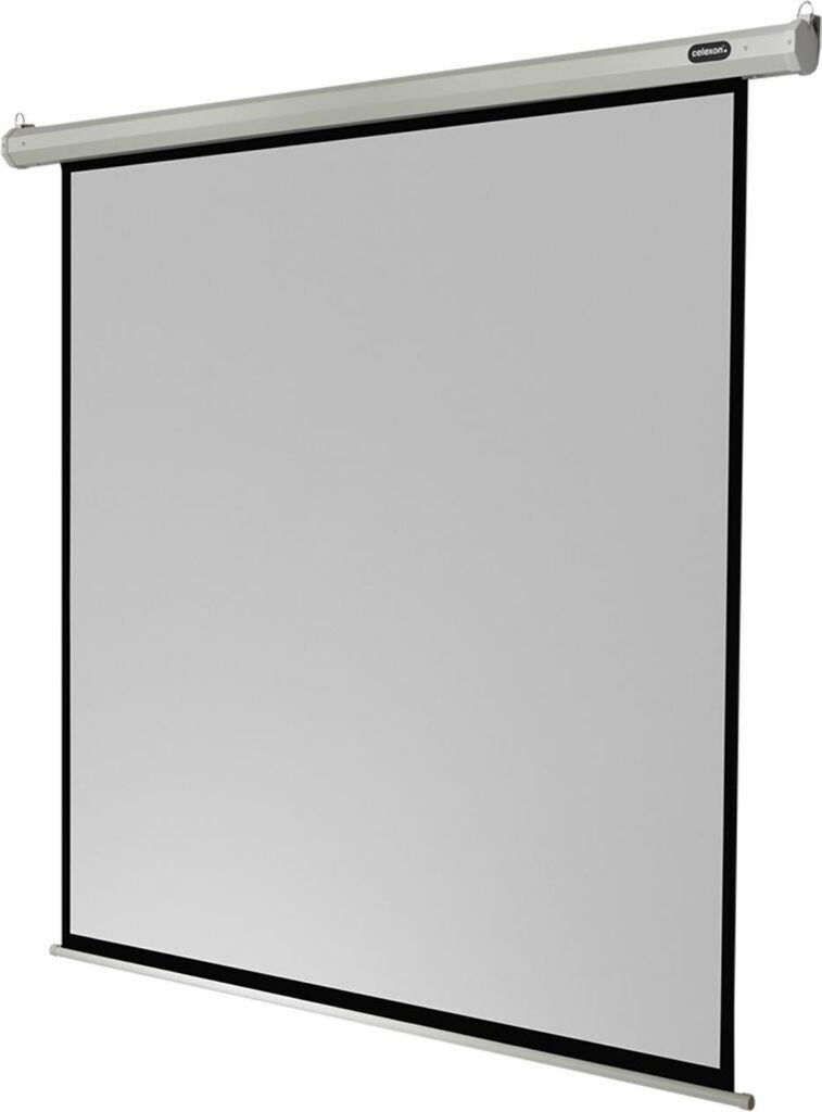 Écran de projection motorisé celexon Electric Economy 160x160 89 pouces 1:1 Dos noir, Bordure noire Avant Mural, Plafond Blanc