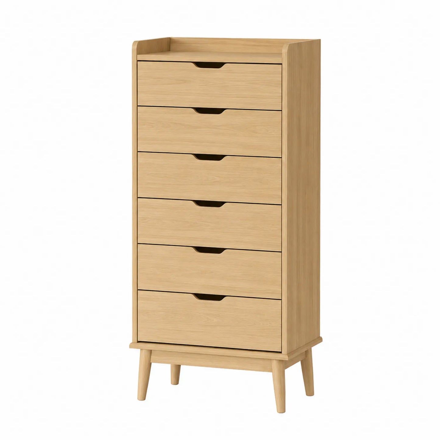Commode en bois avec 6 tiroirs en chêne clair