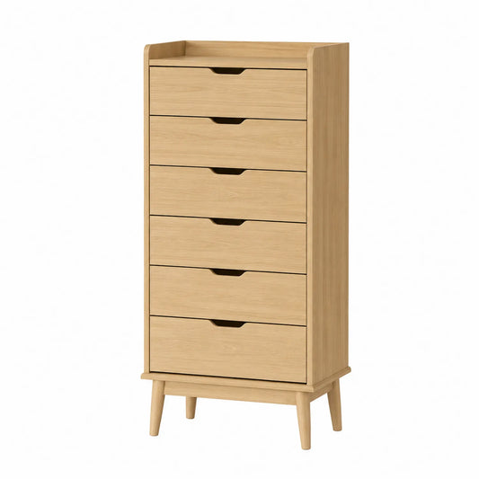 Commode en bois avec 6 tiroirs en chêne clair