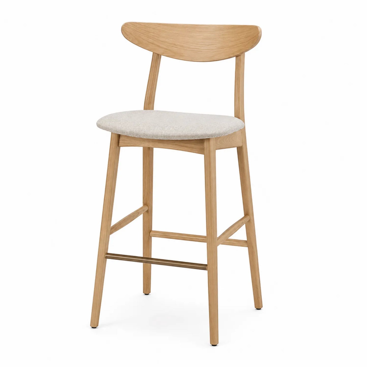 Tabouret en chêne avec assise en tissu polyester Beige