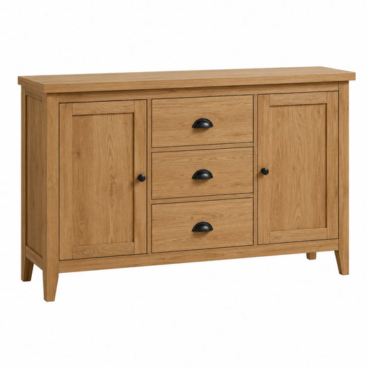 Commode en bois avec 3 tiroirs et 2 portes 120 cm