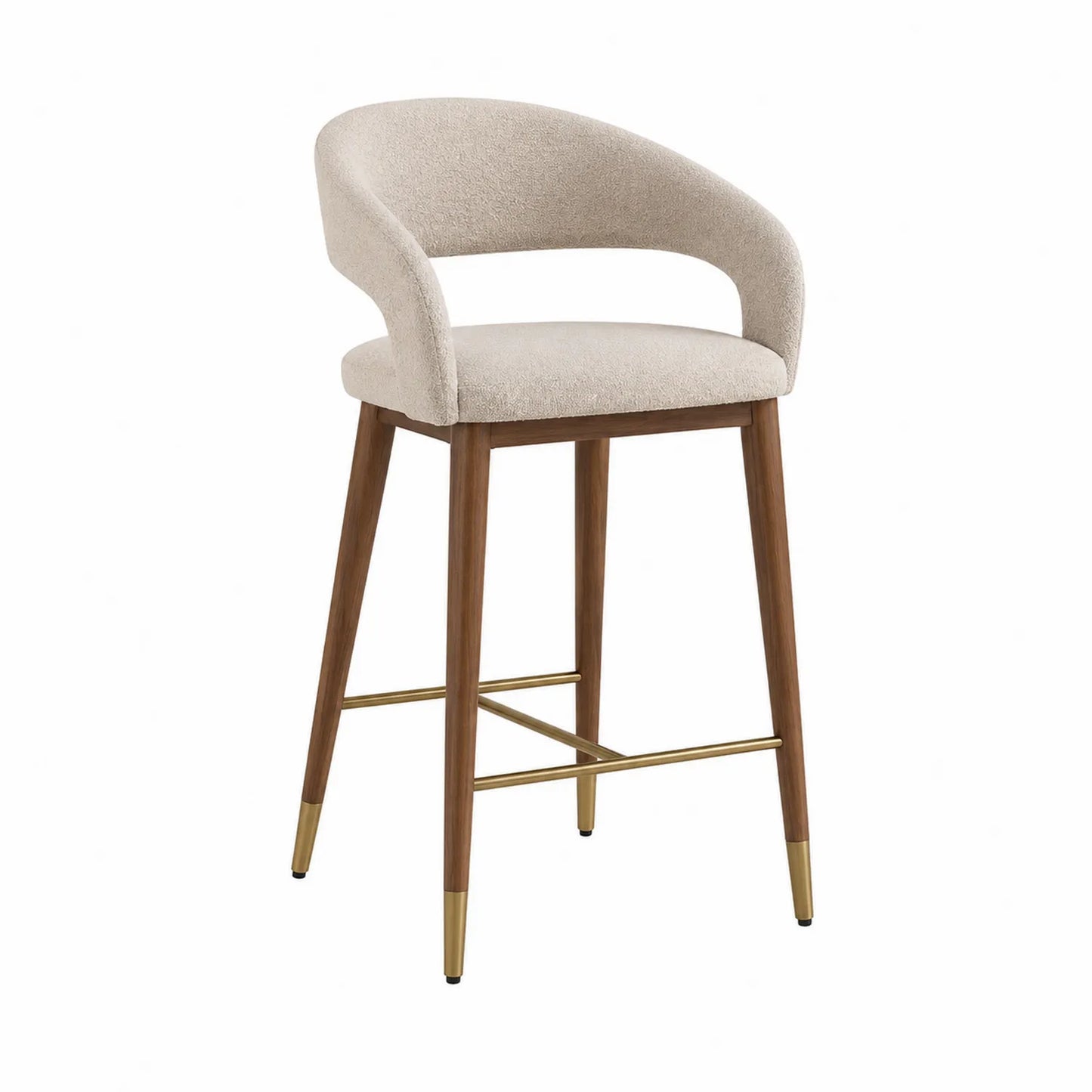 Tabouret de bar en bois et tissu beige 75 cm