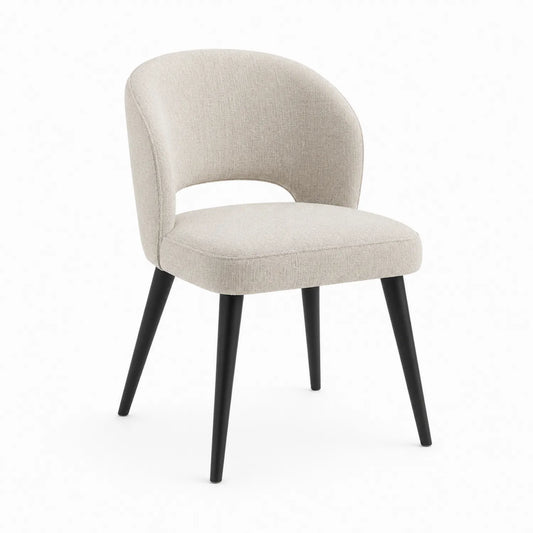 Chaise en tissu beige avec pieds en bois noir