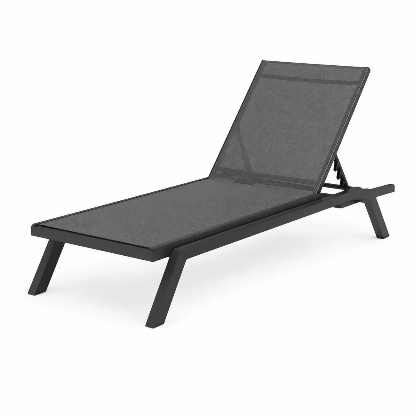 Chaise longue en aluminium et textilène Noire 195x60x30 cm